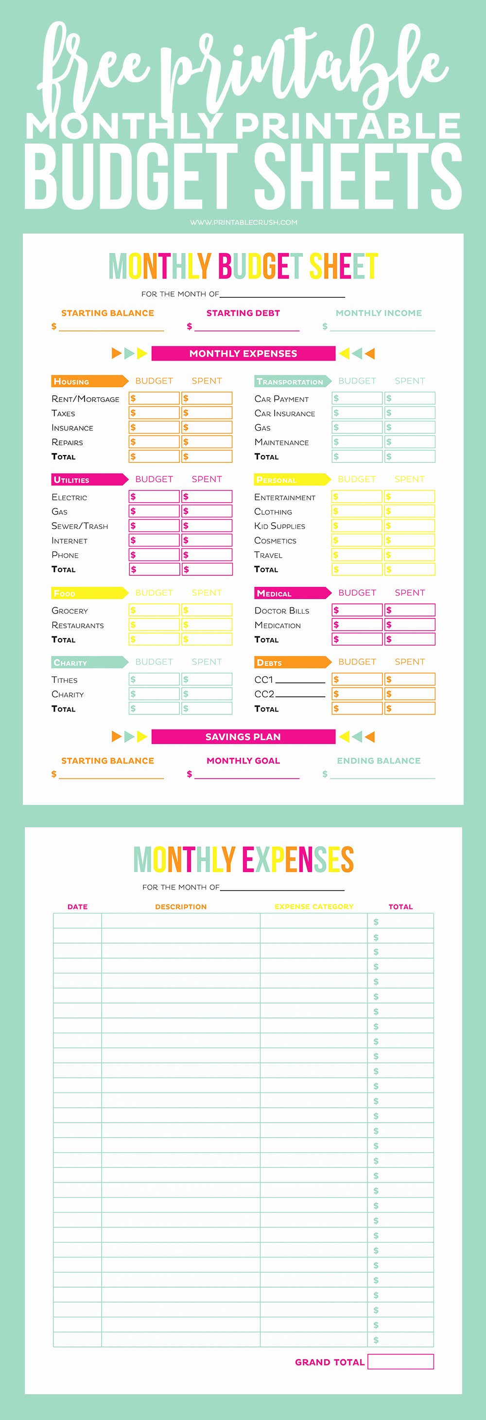 Free Printable Monthly Budget Template Unique Free Printable Monthly Bud Sheets Printable Monthly