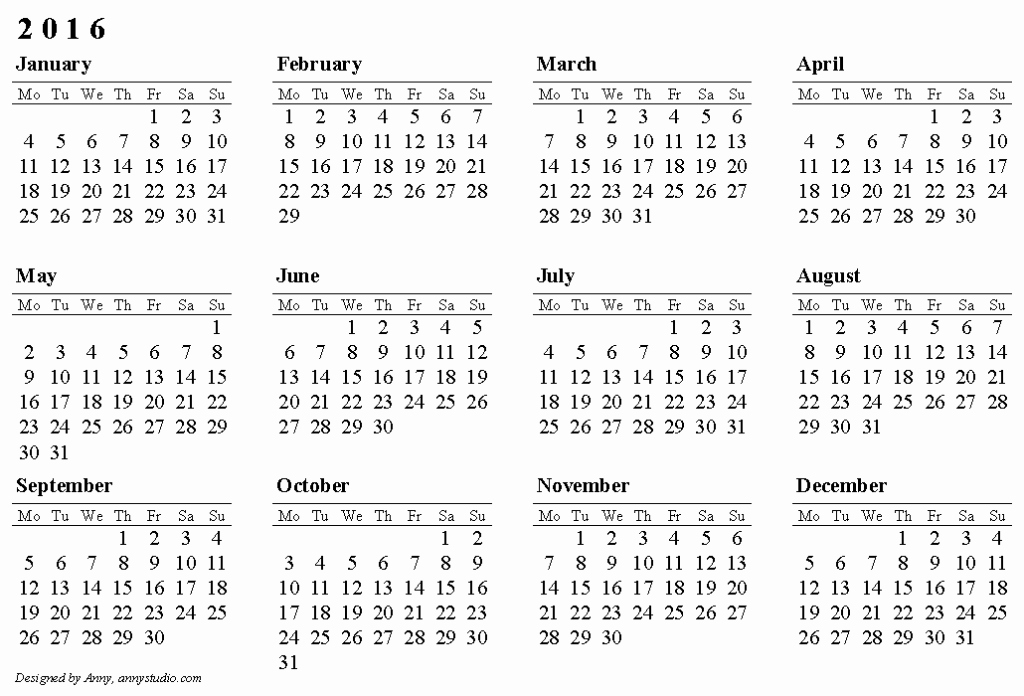 Free Printable Monthly Calendar Templates Fresh Free Printable Calendars 2016