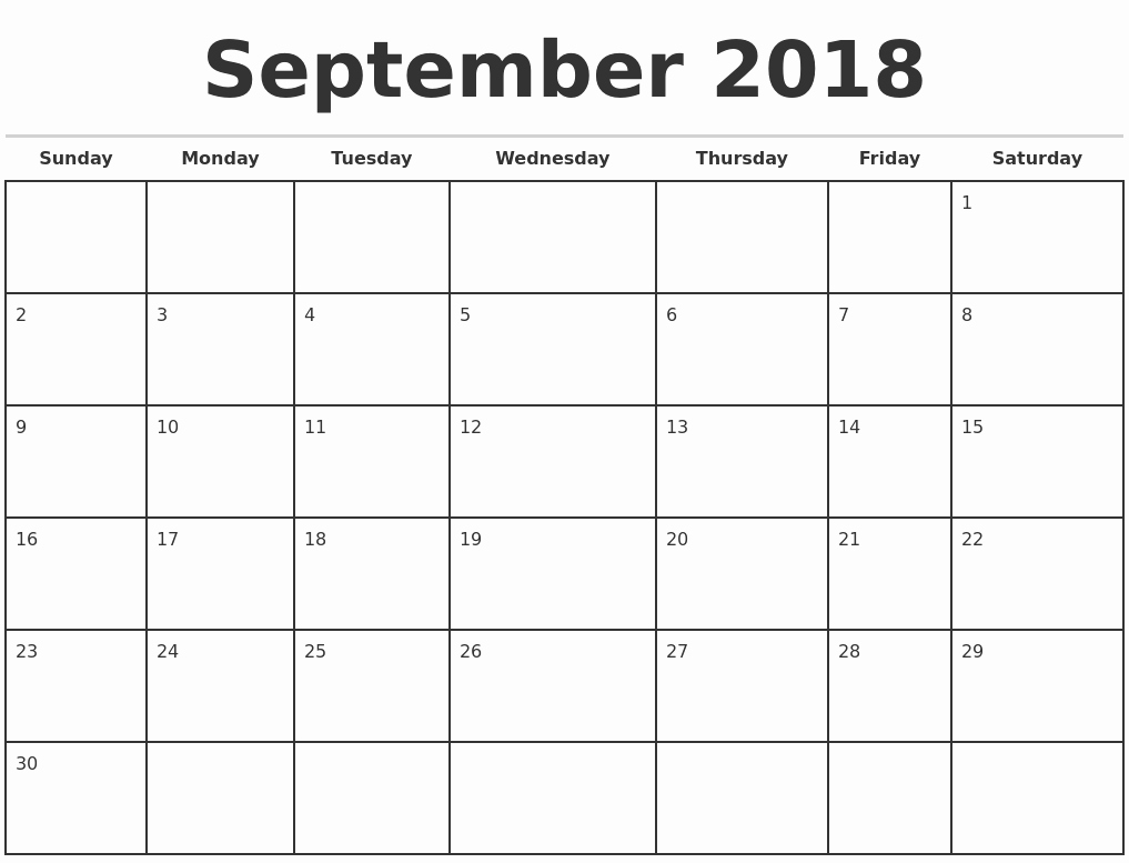 Free Printable Monthly Calendar Templates Lovely September 2018 Calendar Template – Printable Calendar