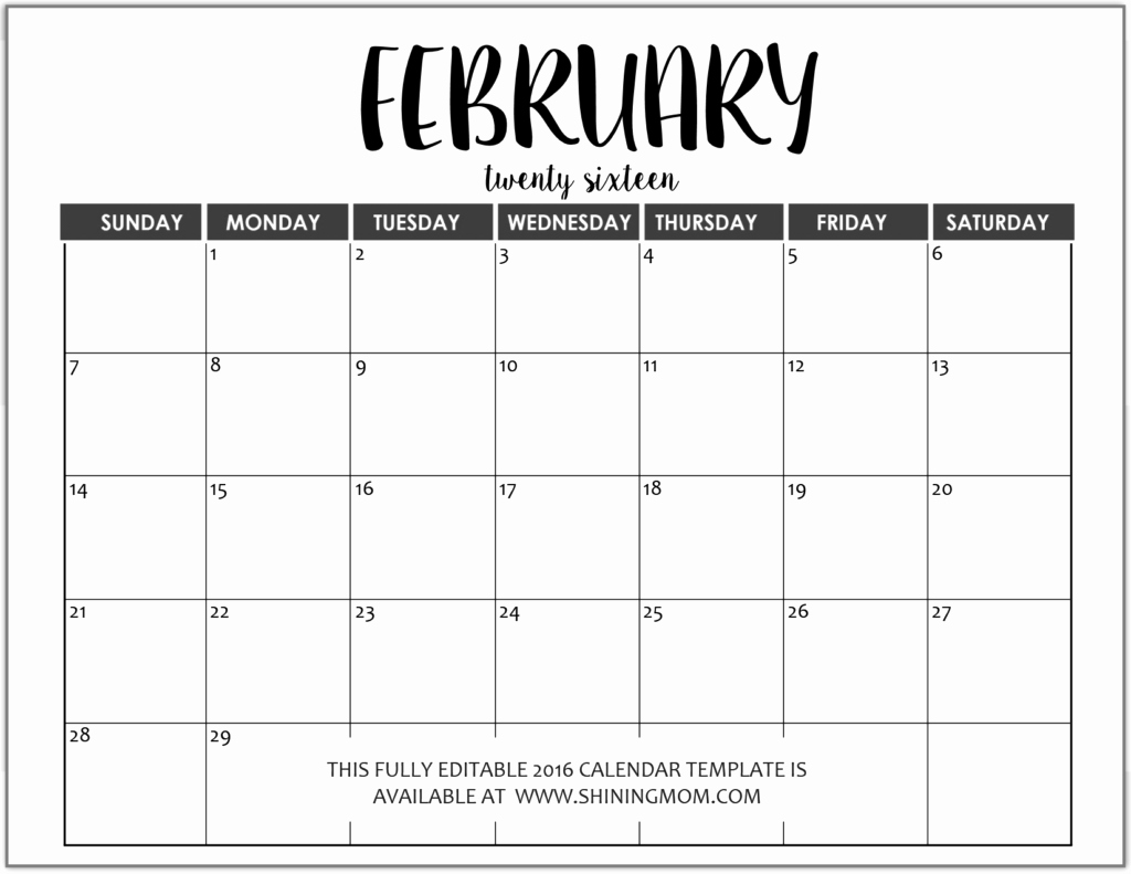 Free Printable Monthly Calendar Templates New Monthly Calendar Templates Free Editable