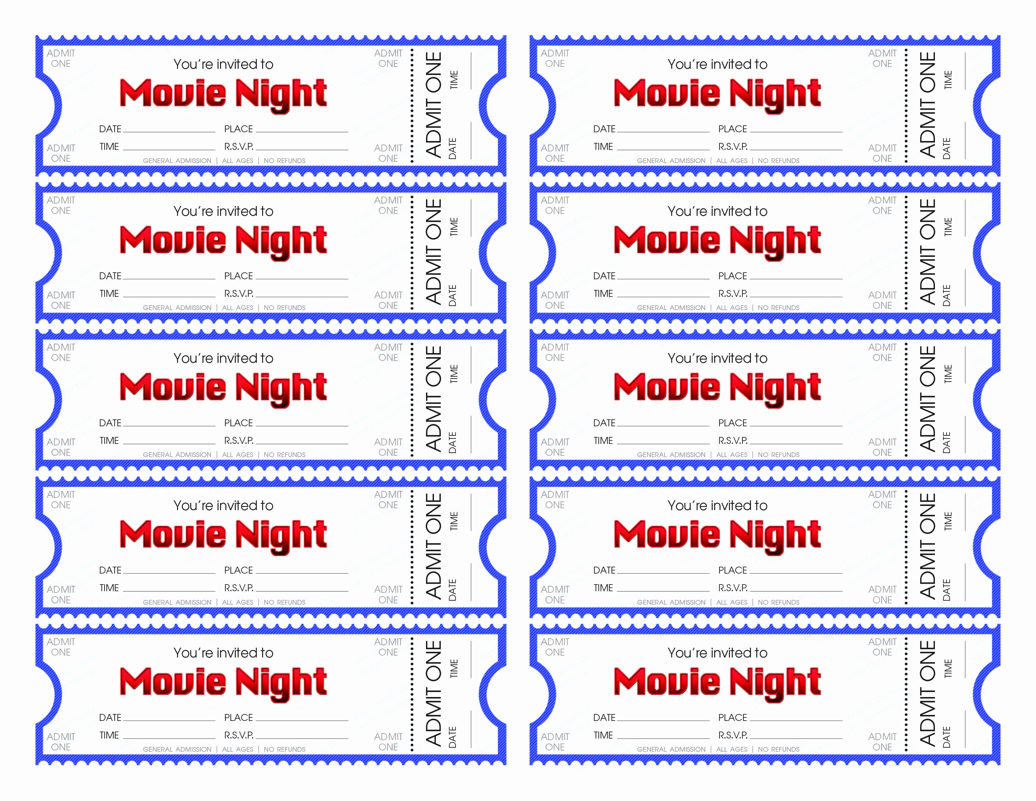 Free Printable Movie Tickets Template Awesome Make Your Own Movie Night Tickets