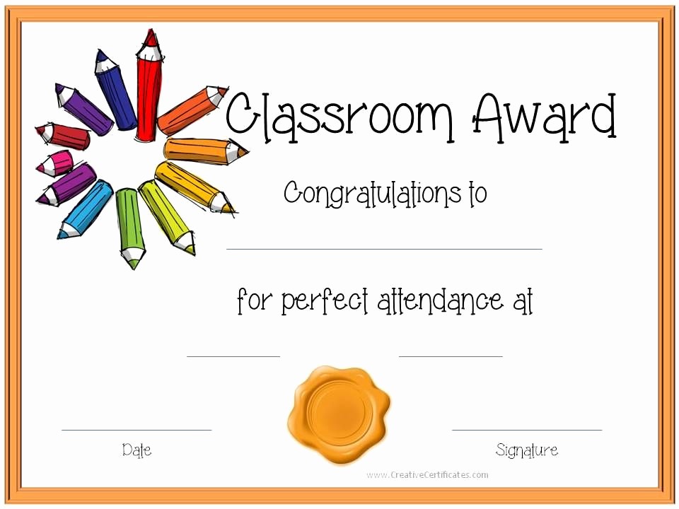 Free Printable Perfect attendance Certificates Awesome Certificate Template for Kids Perfect attendance Award