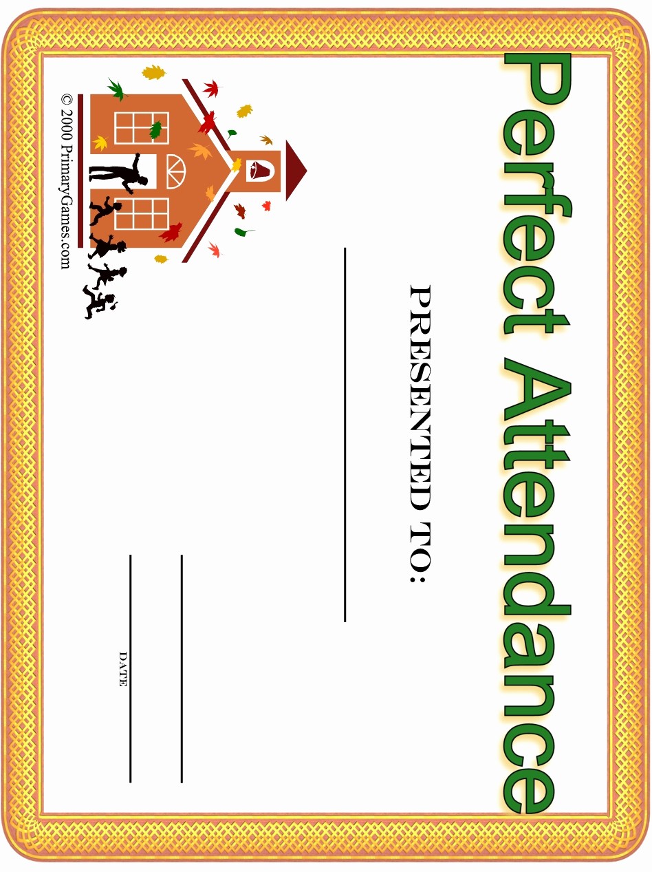 Free Printable Perfect attendance Certificates Luxury Award Certificates Primarygames Free Printable