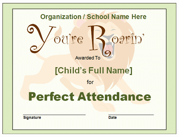 Free Printable Perfect attendance Certificates Luxury Perfect attendance Certificate
