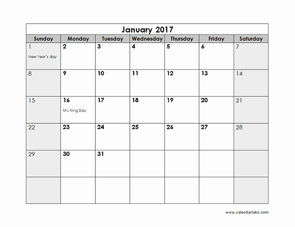 Free Printable Quarterly Calendar 2017 Elegant 2017 Monthly Calendar Free Printable Templates