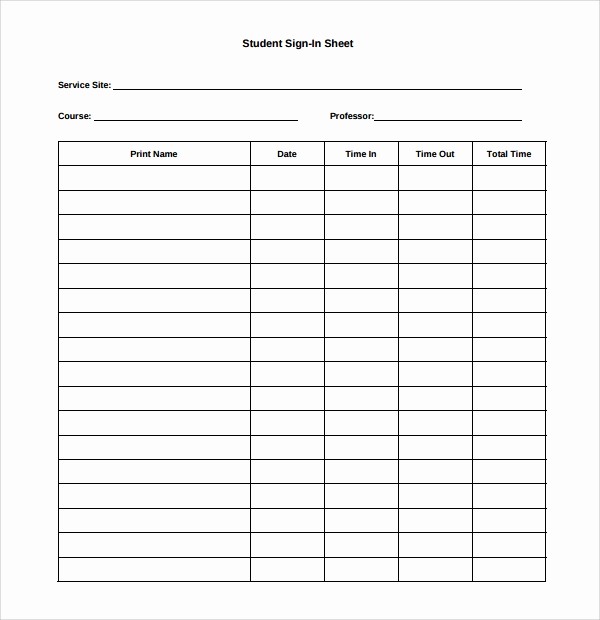 Free Printable Sign In Sheets Awesome 7 Student Sign In Sheets
