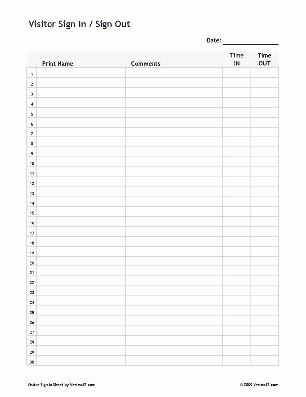 Free Printable Sign In Sheets Best Of Free Printable Visitor Sign In Sign Out Sheet Pdf From