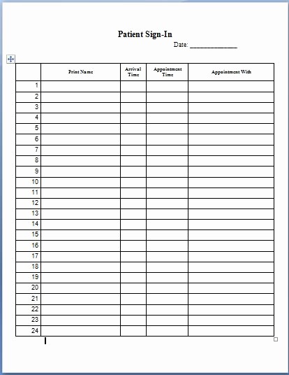 Free Printable Sign In Sheets Best Of Patient Sign In Sheet Templates