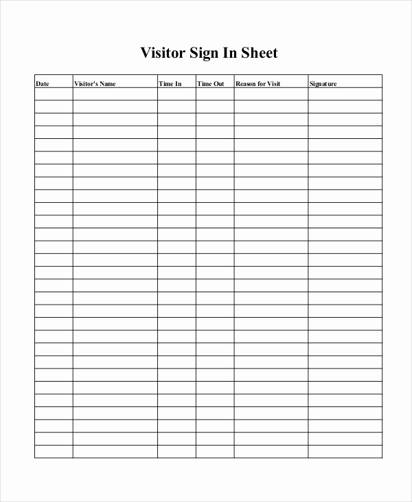 Free Printable Sign In Sheets Luxury Sign In Sheet 30 Free Word Excel Pdf Documents