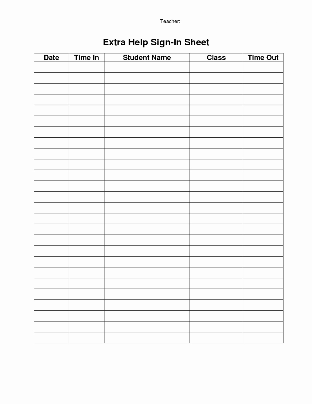 Free Printable Sign In Sheets New Blank Sign Up Sheet Printable