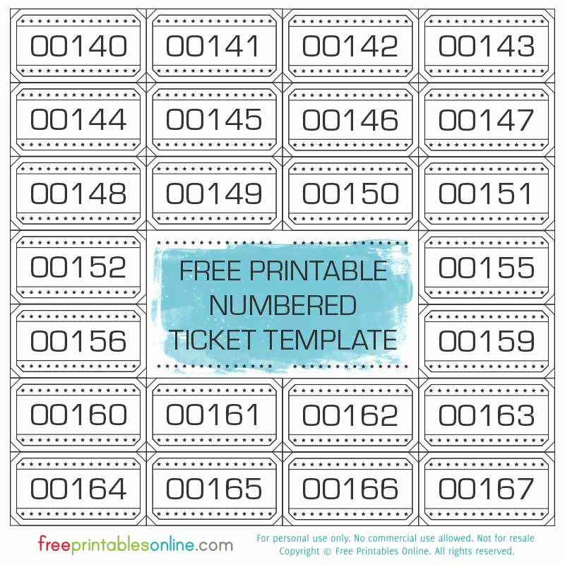 Free Printable Tickets with Numbers Awesome Free Printable Numbered Ticket Template