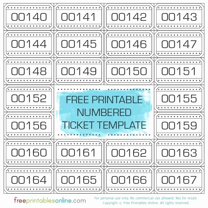 Free Printable Tickets with Numbers New Blank Raffle Ticket Tickets Template Free Printable