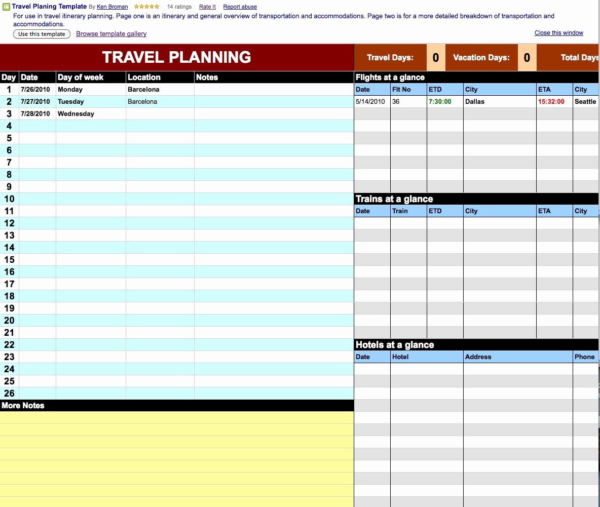 Free Printable Vacation Planner Template Inspirational Travel Itinerary Template Google Docs