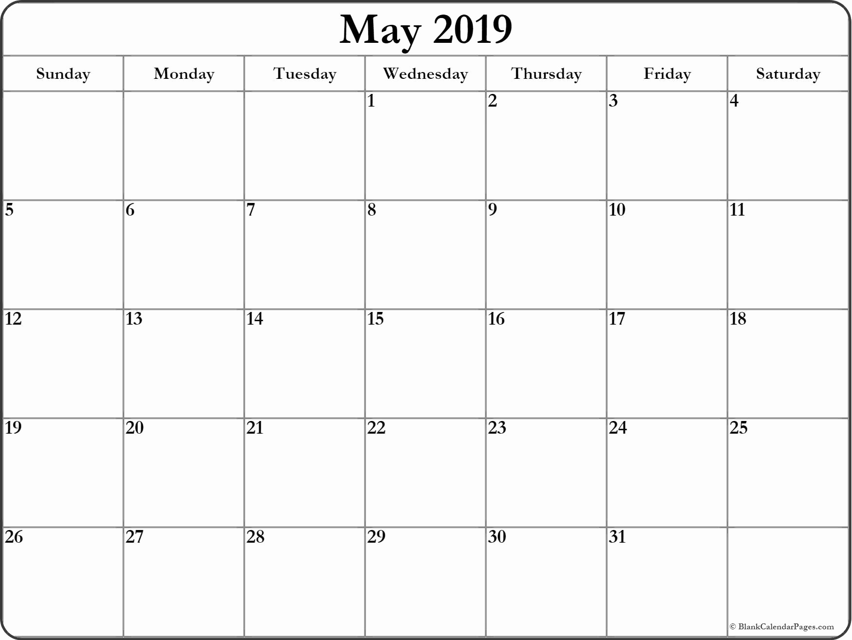 Free Printable Weekly Calendar 2019 Best Of May 2019 Blank Calendar Templates