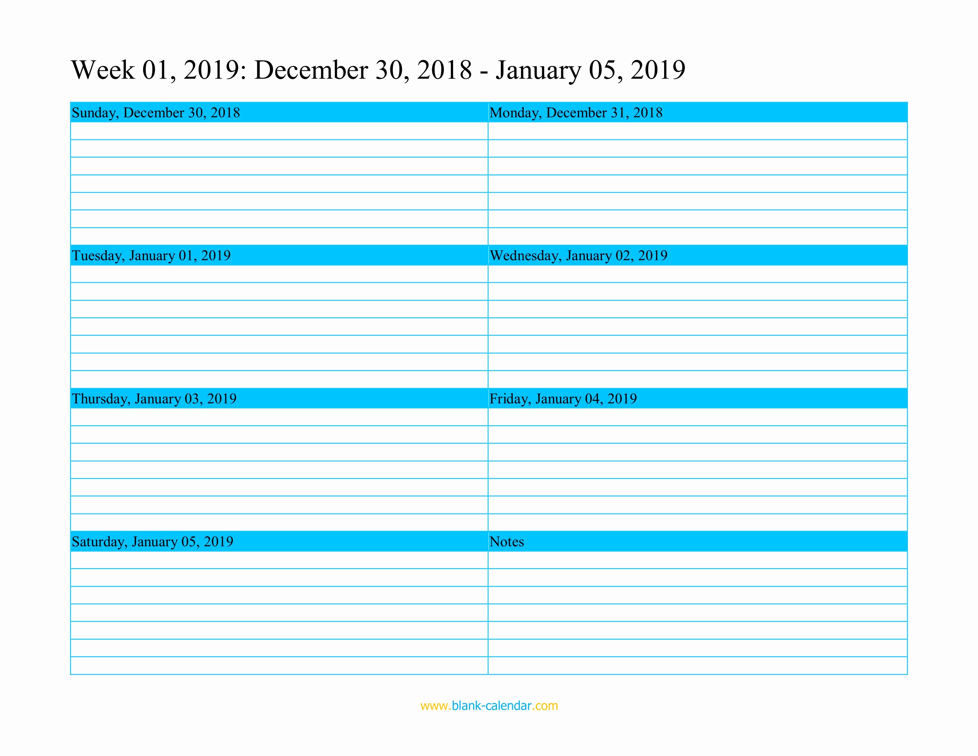 Free Printable Weekly Calendar 2019 Fresh Weekly Calendar 2019 Word Excel Pdf