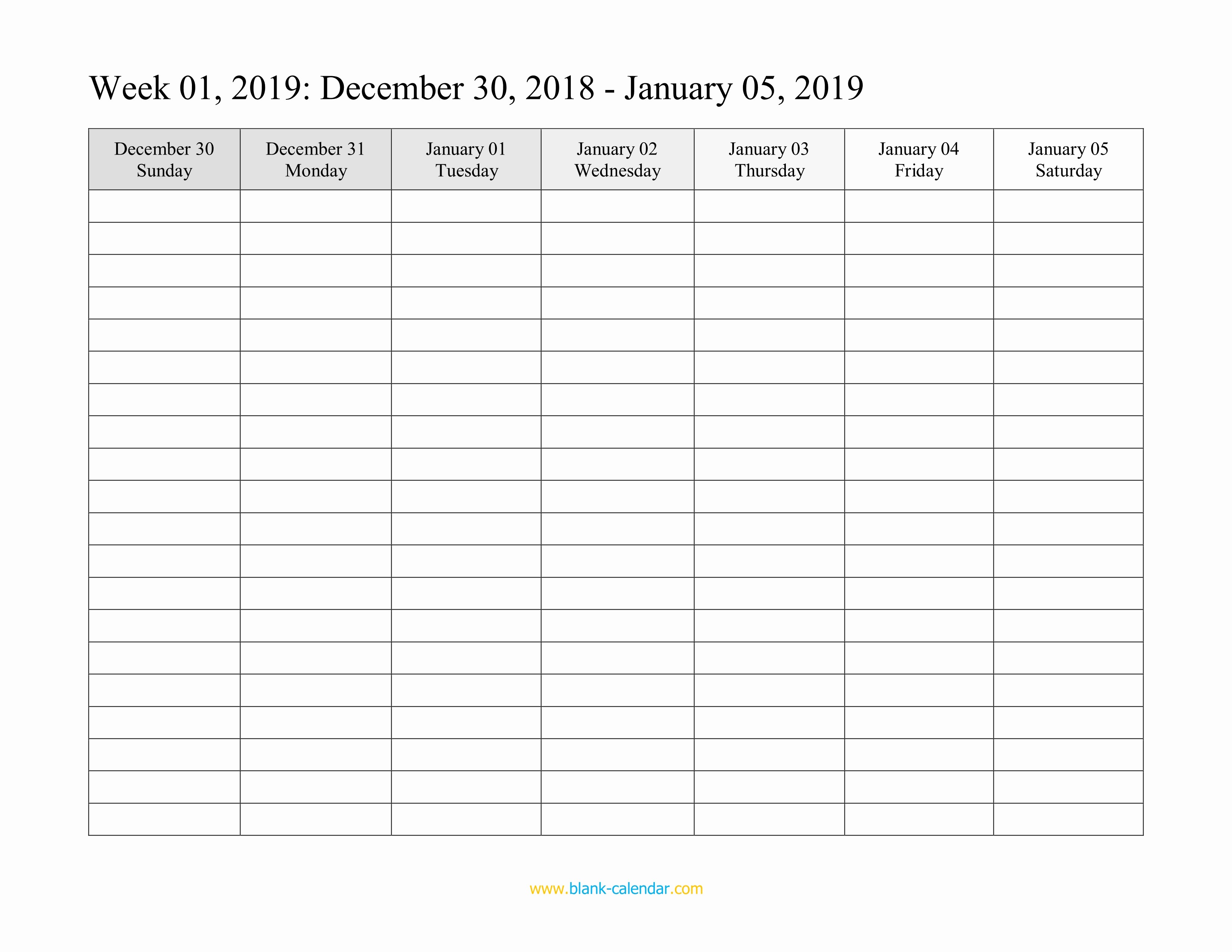 Free Printable Weekly Calendar 2019 New Weekly Calendar 2019 Word Excel Pdf