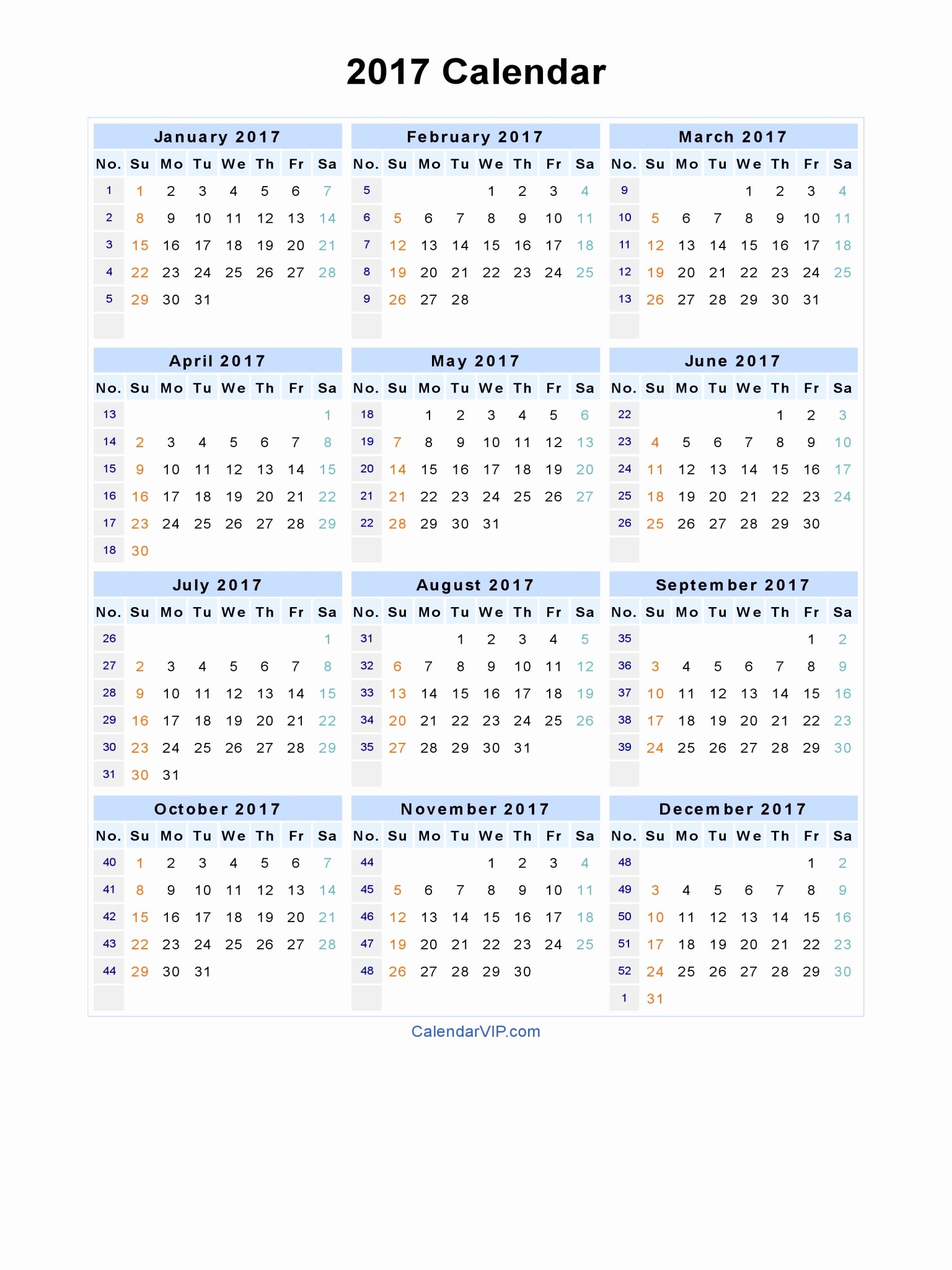 Free Printable Weekly Calendars 2017 New 2017 Printable Calendar Word