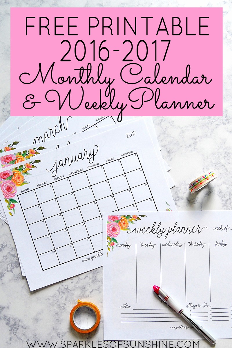 Free Printable Weekly Calendars 2017 Unique Free Printable 2017 Monthly Calendar and Weekly Planner