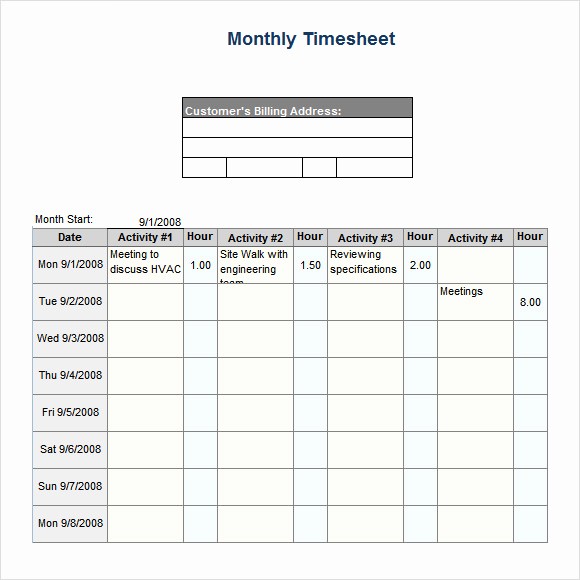 Free Printable Weekly Timesheet Template Best Of 22 Sample Monthly Timesheet Templates to Download for Free