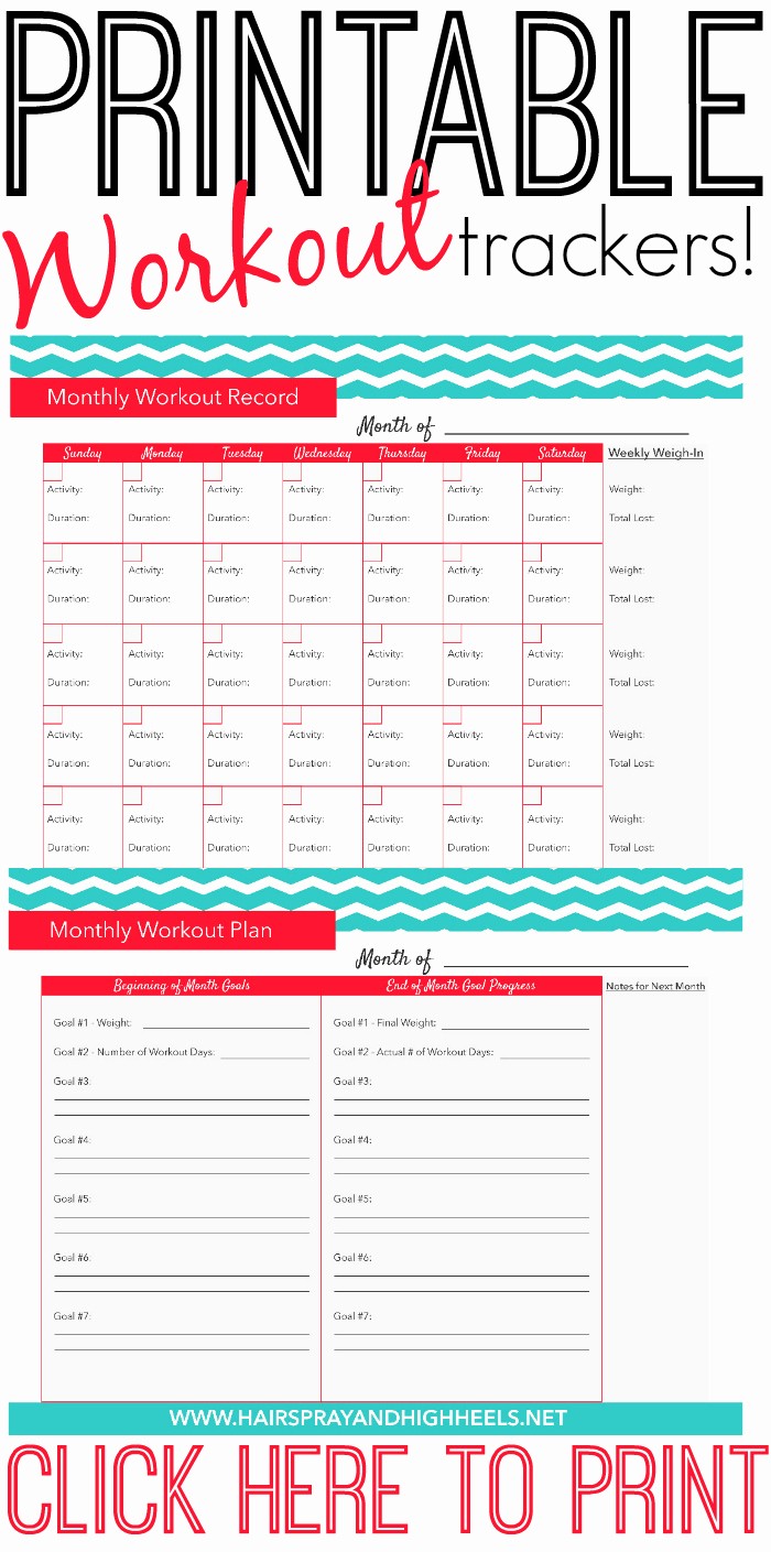 Free Printable Weight Loss Tracker Inspirational Fitness Tracker Printable Hairspray and Highheels