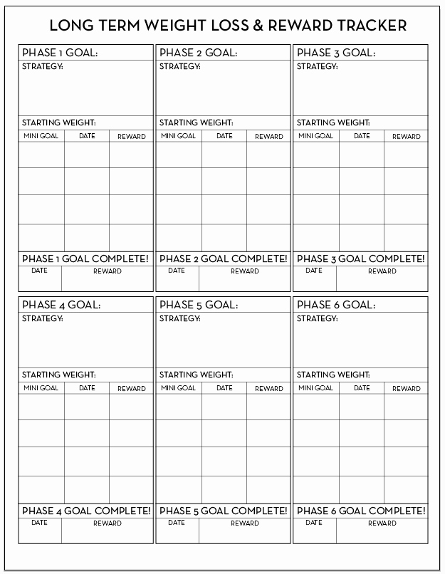 Free Printable Weight Loss Tracker Lovely Long Term Weight Loss &amp; Reward Tracker Free Download