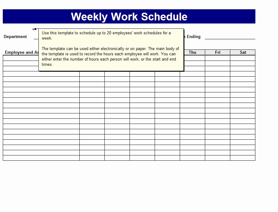 Free Printable Work Schedule Templates Inspirational Weekly Work Schedule Template
