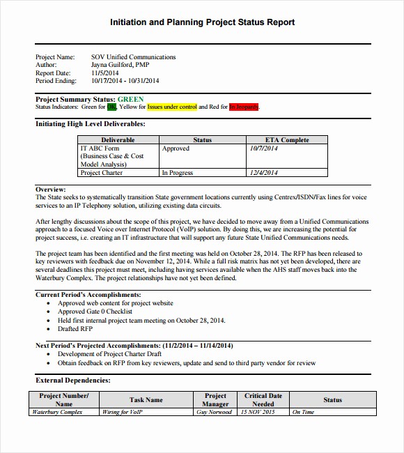 Free Project Status Report Template Lovely 14 Sample Project Status Reports – Pdf Word Pages