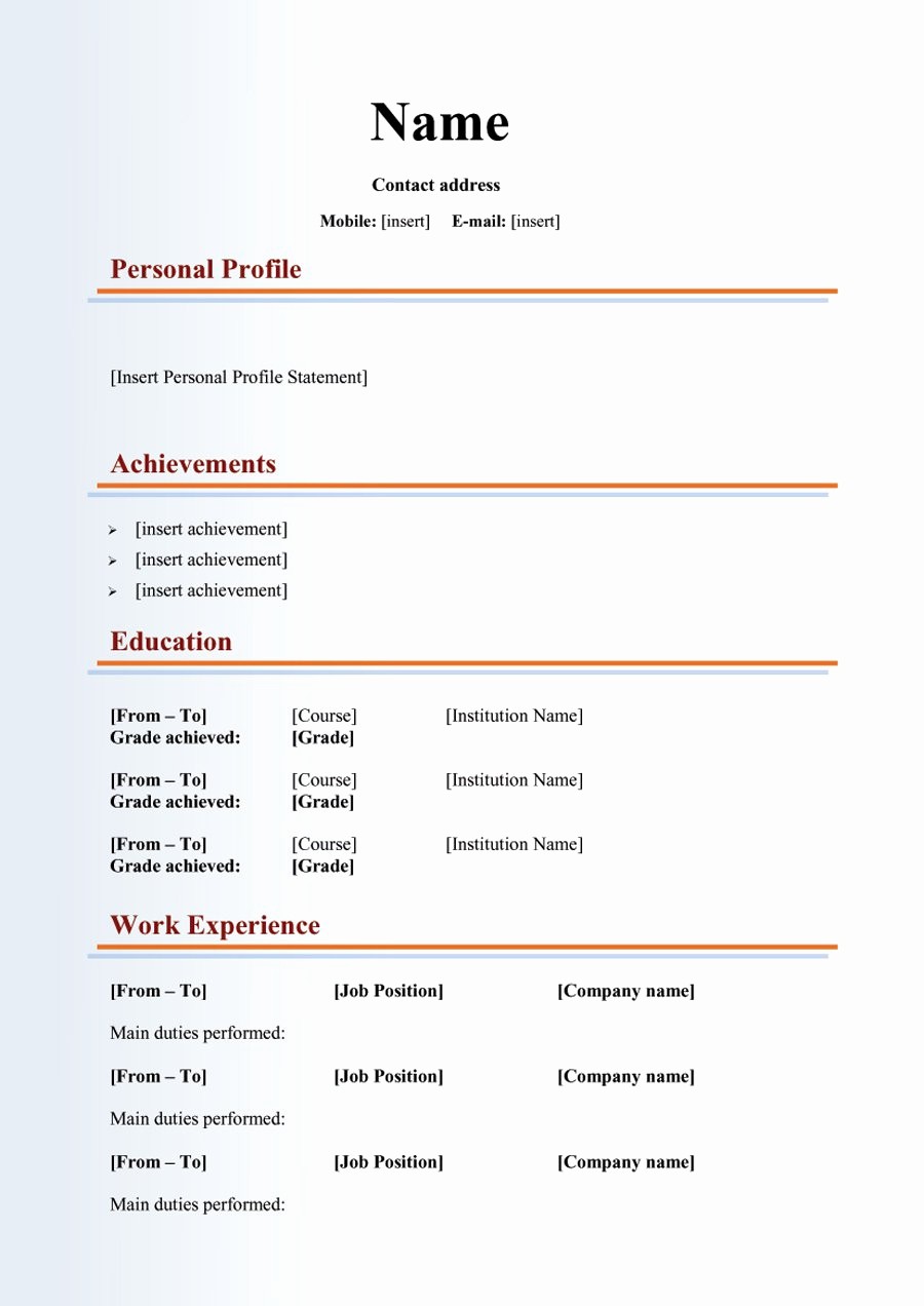 Free Resume Template Download Word Elegant 48 Great Curriculum Vitae Templates &amp; Examples Template Lab
