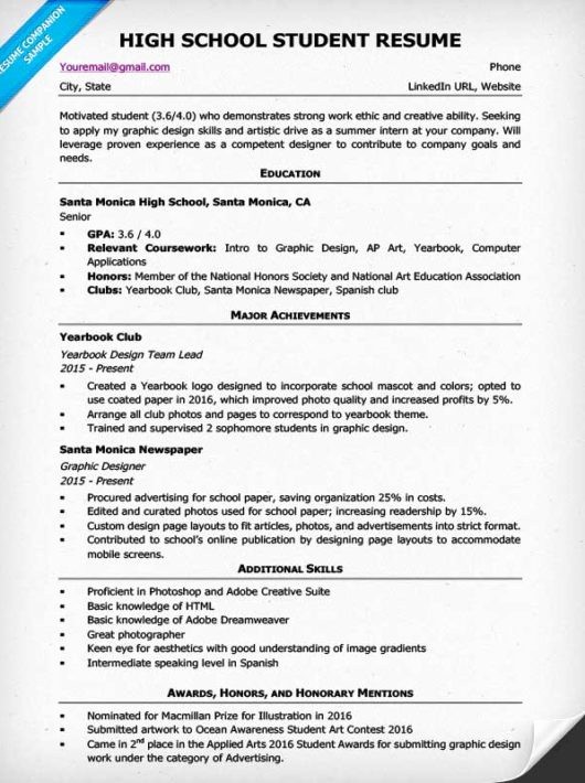 Free Resume Templates for Students Awesome High School Resume Template &amp; Writing Tips