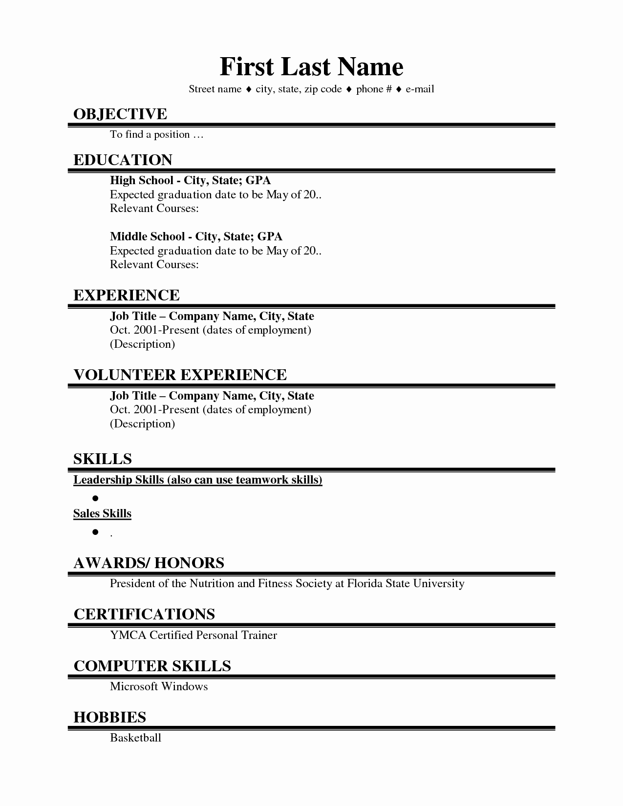 Free Resume Templates for Students Beautiful First Job Resume Google Search Resume