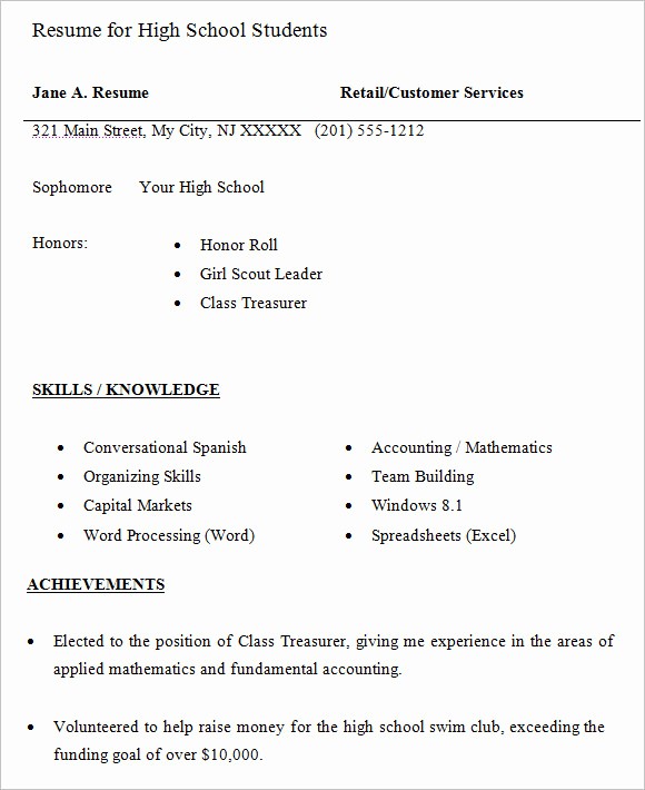 Free Resume Templates for Students Best Of 10 High School Resume Templates – Free Samples Examples