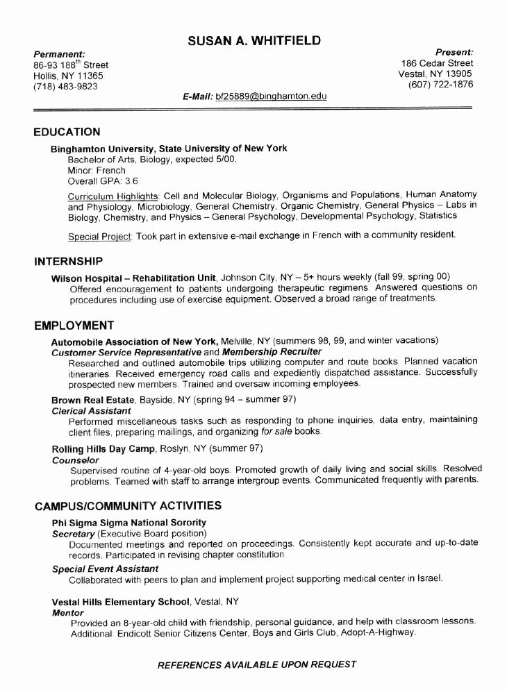 Free Resume Templates for Students Fresh Resume
