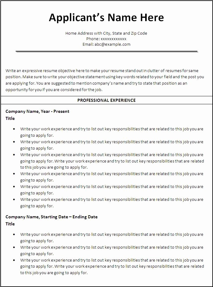 Free Resumes Download Word format Awesome Free Printable Resume Templates Microsoft Word