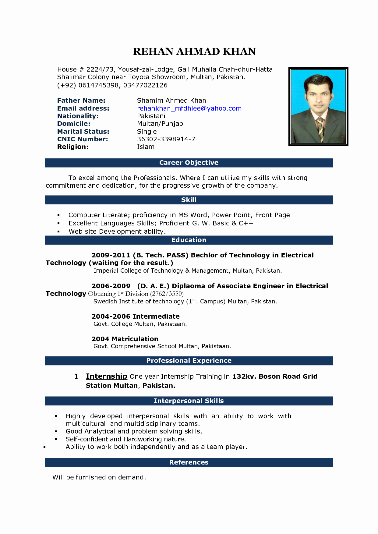 Free Resumes Download Word format Fresh Image Result for Cv format In Ms Word 2007 Free