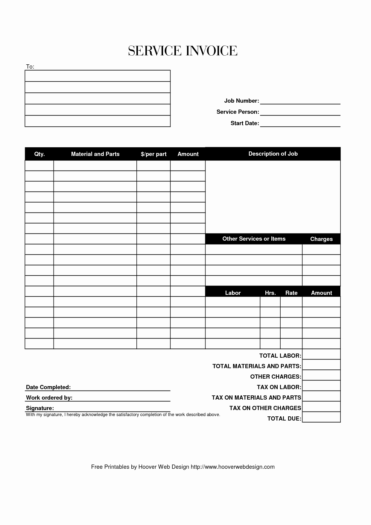 Free Service Invoice Template Download Awesome Printable Blank Service Billing Invoice Template Example