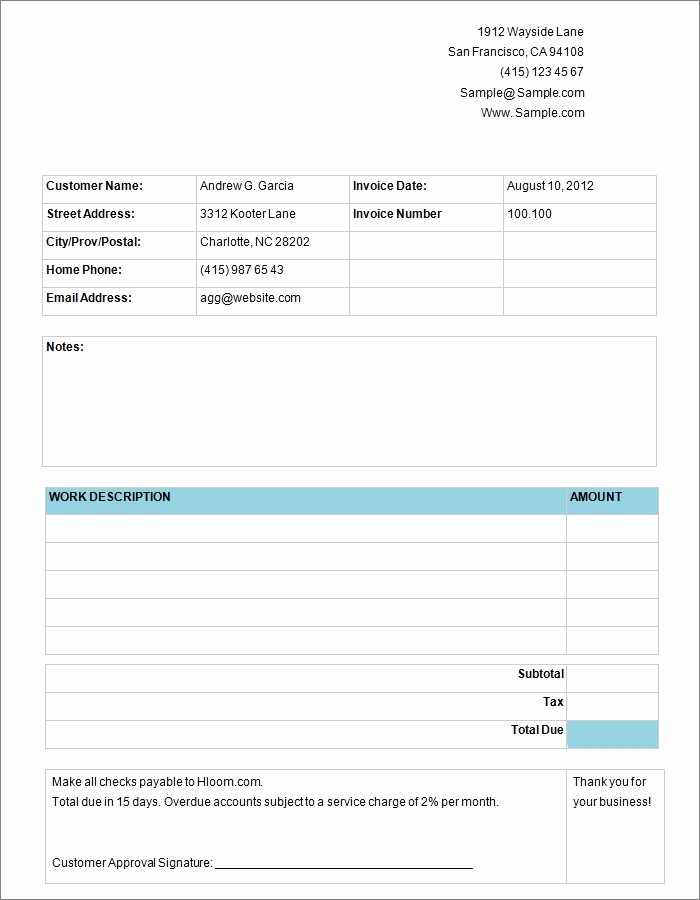 Free Service Invoice Template Download New Basic Service Invoice Template Free