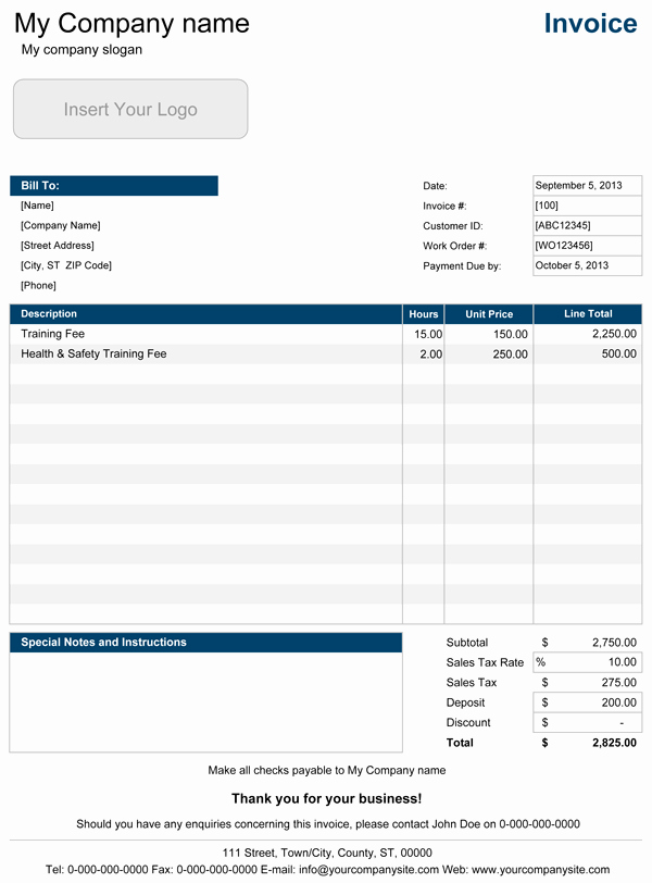 Free Service Invoice Template Download Unique Hourly Invoice Template Excel