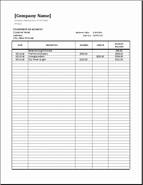 Free Statement Of Accounts Template Lovely Statement Of Account Template Excel
