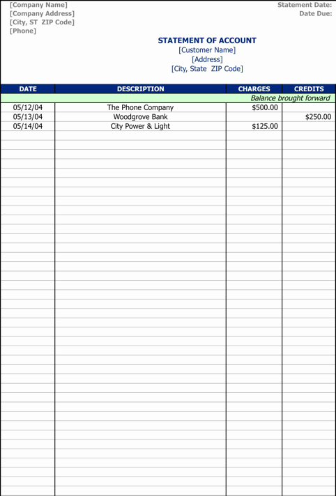 Free Statement Of Accounts Template Unique Statement Of Account Template