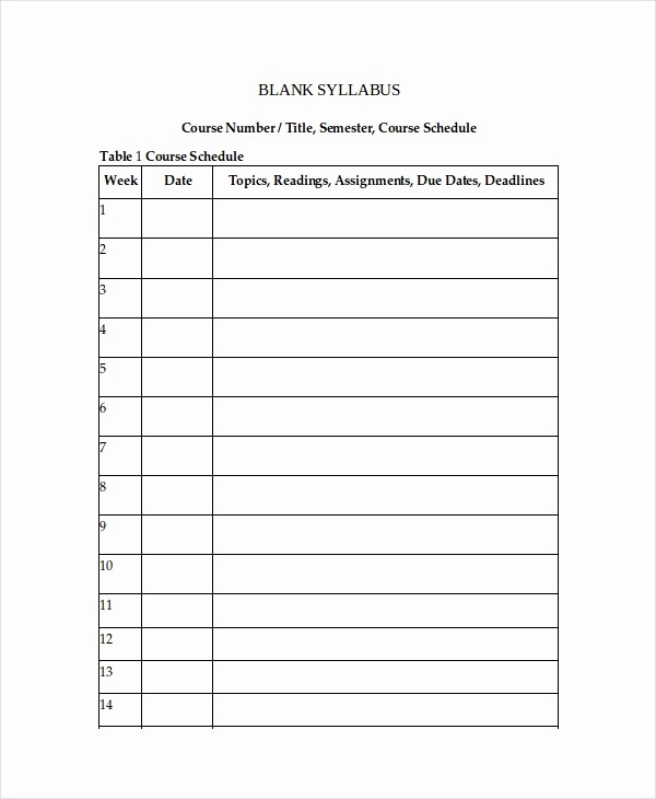 Free Syllabus Template for Teachers Beautiful Syllabus Template 7 Free Word Documents Download