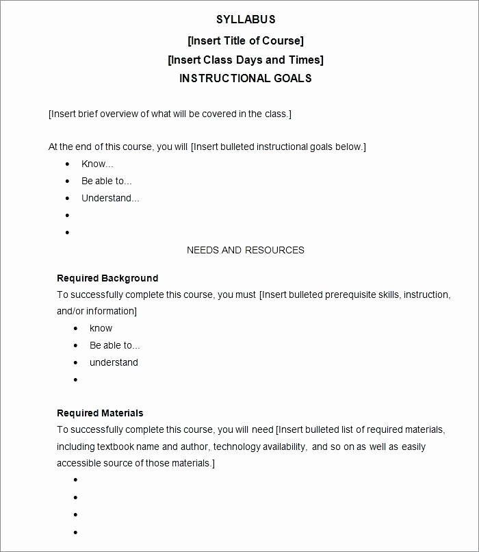 Free Syllabus Template for Teachers Best Of Syllabus Examples Middle School Template – Picks