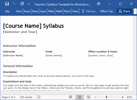 Free Syllabus Template for Teachers Fresh Teacher S Syllabus Template for Word