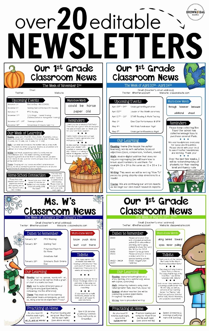 Free Teacher Newsletter Templates Word Beautiful Editable Newsletter Templates Back to School