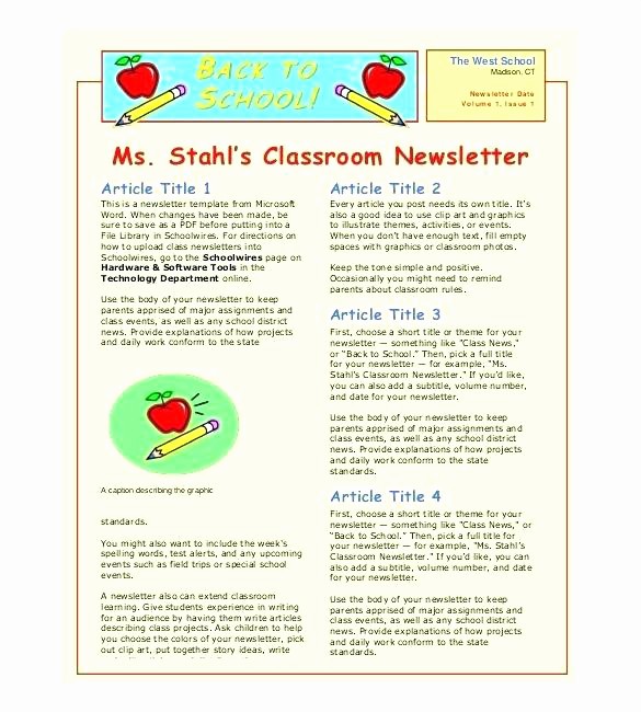Free Teacher Newsletter Templates Word Lovely Free Classroom Newsletter Templates Template 9 Word