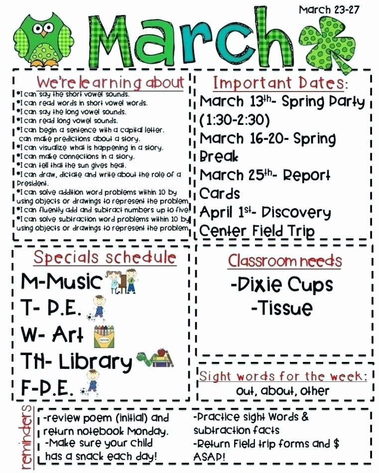 template for school newsletter elementary templates free printable classroom
