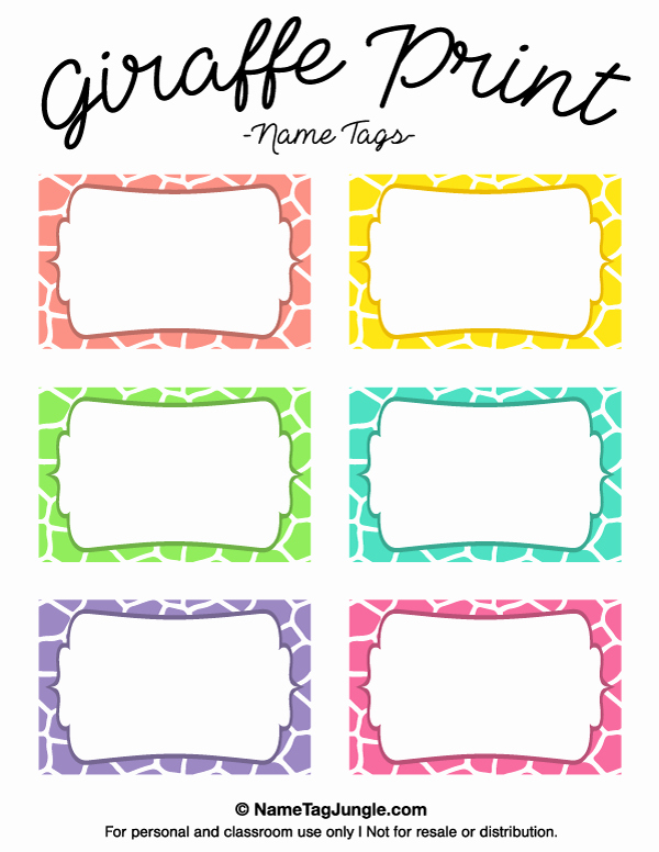 Free Template for Name Tags Inspirational Printable Giraffe Print Name Tags