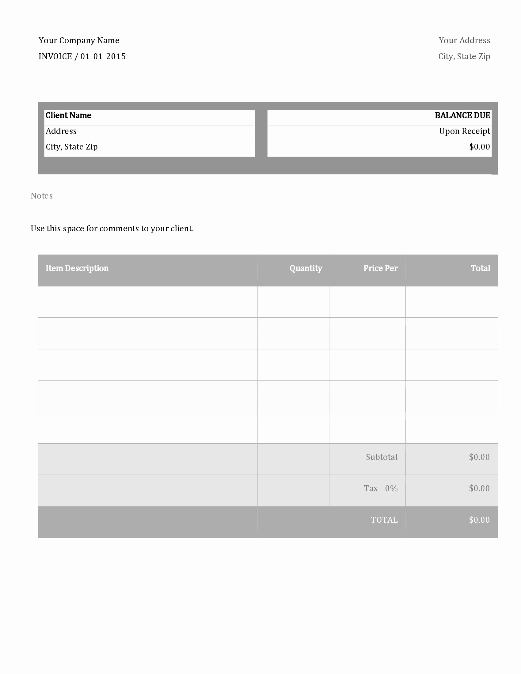 Free Templates for Billing Invoices Beautiful Blank Invoice form Free