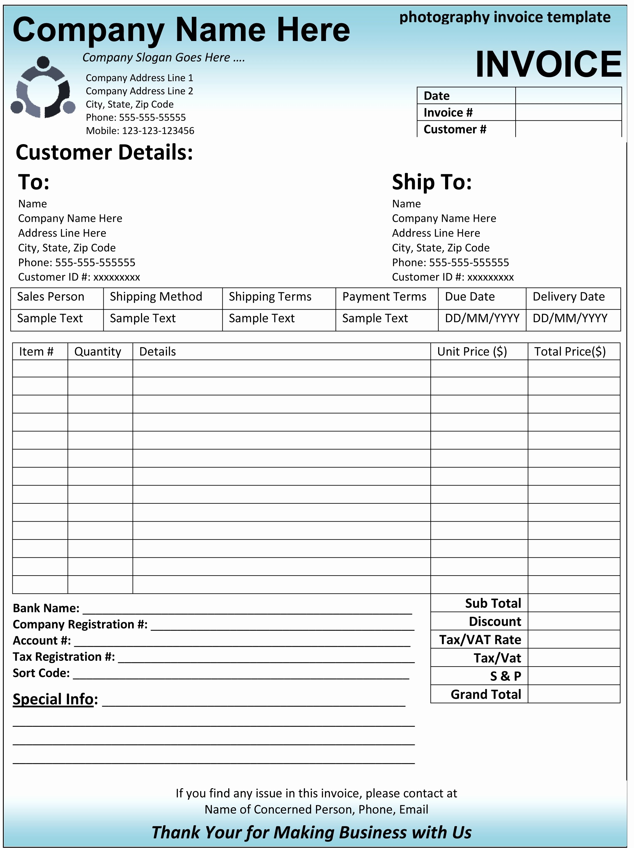 Free Templates for Billing Invoices Elegant Graphy Invoice Template Word
