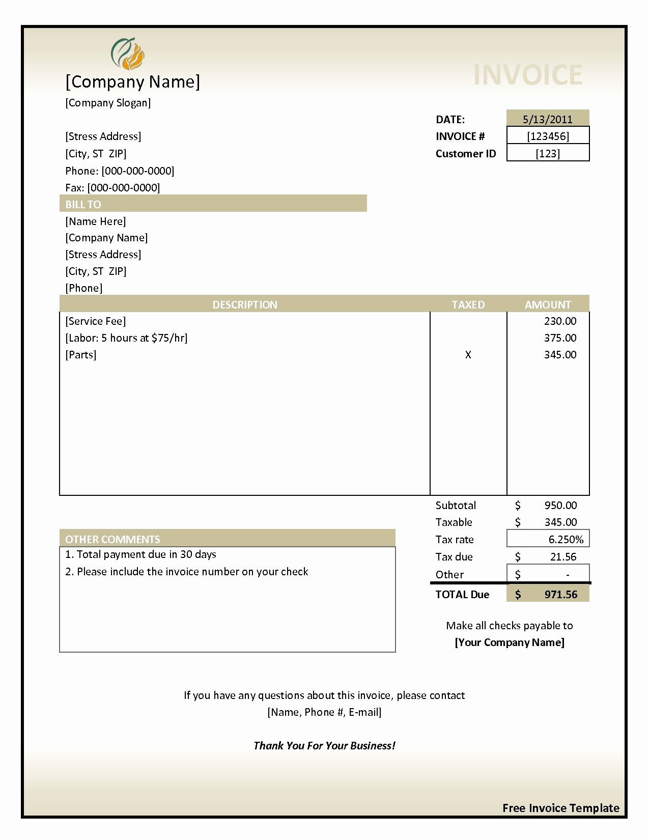Free Templates for Billing Invoices Fresh Invoices Samples Free Invoice Template Ideas