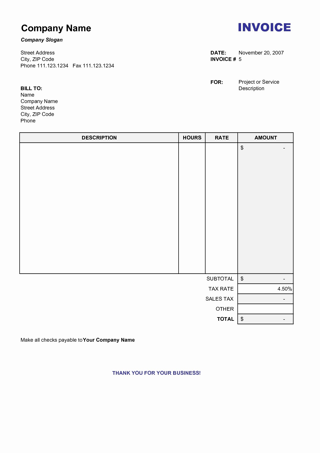 Free Templates for Billing Invoices Inspirational Free Printable Invoice Template Word Invoice Template Ideas